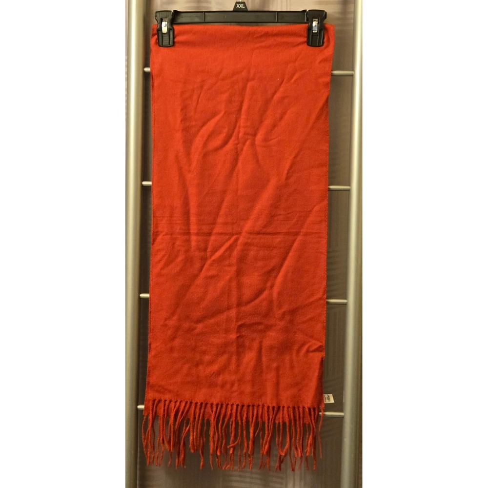 Accessories Red Knit Tassel Fringe Scarf Soft Acrylic OSFM Solid Winter Wrap